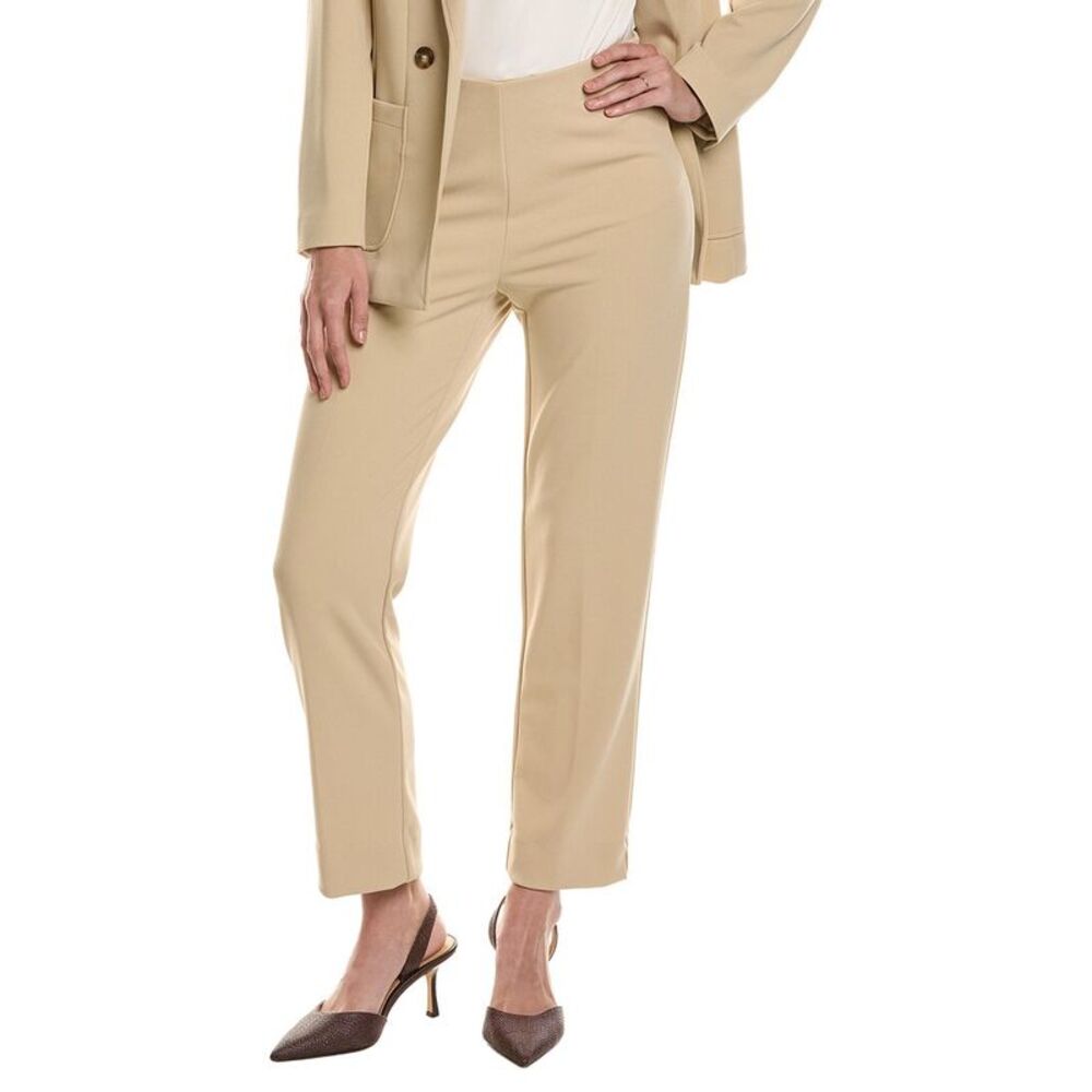 Anne Klein Womens Pull On Hollywood Waist Straight Ankle Pant, Brown